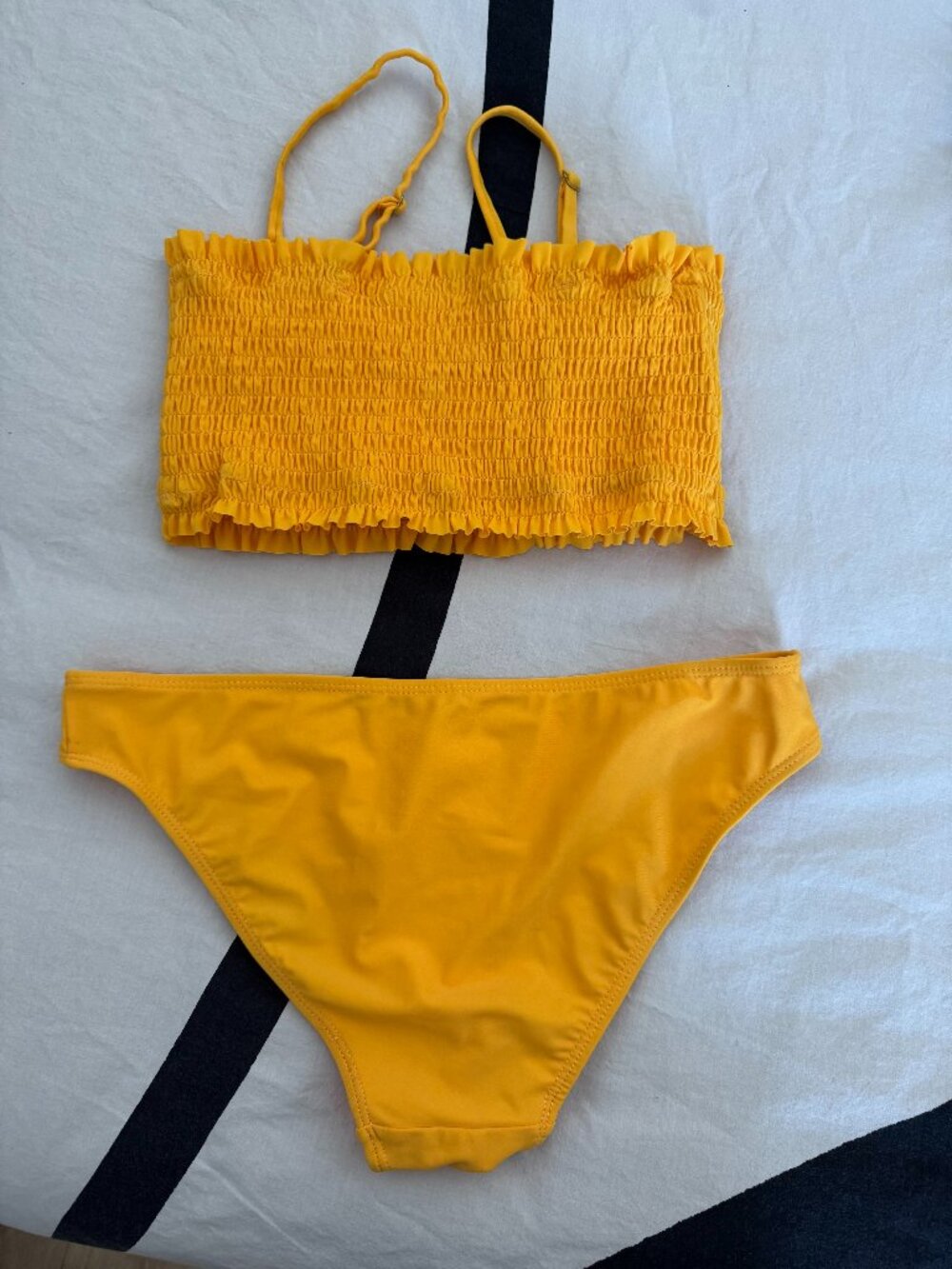 Cabana Del Sol Yellow Smocked Bandeau Bikini Set Two Piece Swim Sz M